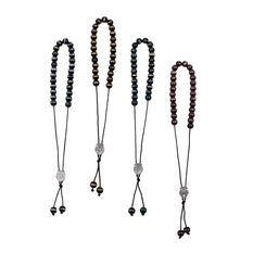 Worry Beads with Striped Round Beads and Shield Detail