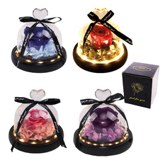 Illuminated Glass Dome with Forever Rose 14×12cm