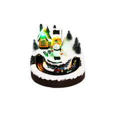 Light-Up Christmas Village with Snowman