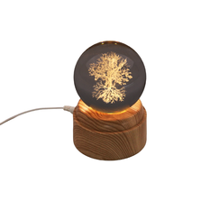 Rotating USB Engraved Glass Ball with Tree of Life 8cm
