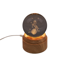 Rotating USB Engraved Glass Ball with Reindeer 8cm