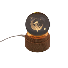 Rotating USB Engraved Glass Ball with Moon Fairy 8cm