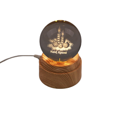 Rotating USB Engraved Glass Ball with New Year Candles 8cm