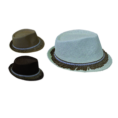 Unisex hat with distressed brim and decorative band, 3 colors