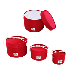 Set of 3 Round Lidded Boxes with Satin Texture