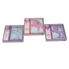 A5 Unicorn Notebook & Pom-Pom Pen Set 50 Pages