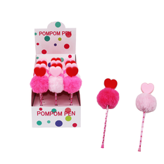 Fluffy Pom-Pom Pen with Heart Topper