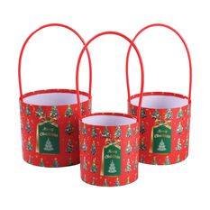 Set of 3 Red Christmas Boxes with Handle