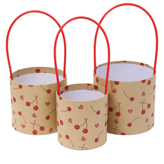 Set of 3 Boxes with Cherry & Heart Design