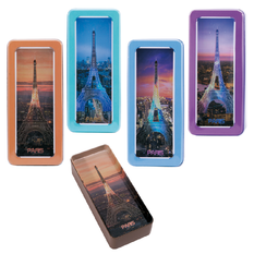 Metal Pencil Case with Divider 4 Designs – 17.5×7.5×4.5cm – Pack of 8 