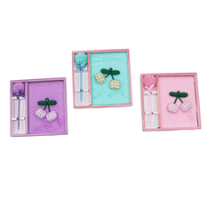 A5 Fluffy Cherry Notebook & Pom-Pom Pen Set 50 Pages