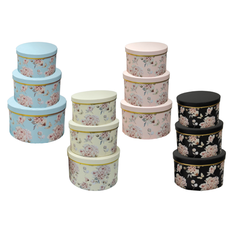 Set of 3 Round Floral Gift Boxes – 4 Colors