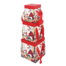 Christmas Gift Boxes with Ribbon Set of 3