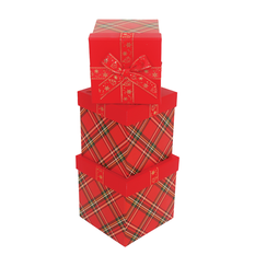 Tartan Christmas Gift Boxes Set of 3