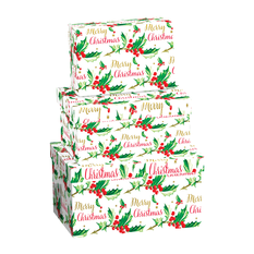 Holly Christmas Gift Boxes Set of 3