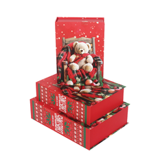 Christmas Teddy Bear Book Boxes Set of 3