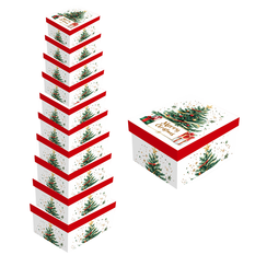Set of 10 White Christmas Tree Gift Boxes