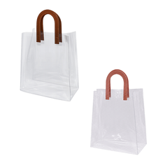 Clear Gift Bag with Brown Handles in 2 Sizes