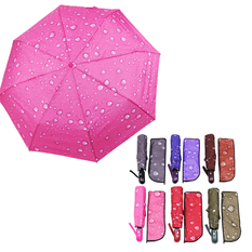 Folding Umbrella with Water Drop Print – 108cm Diameter
