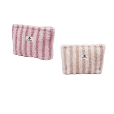 Striped Fur-Effect Cosmetic Bag in 2 Colours 28×18×7cm