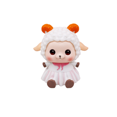 Lamb Piggy Bank with Pink Dress 17cm