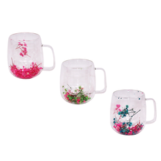 Floral Double-Wall Glass Mug 350ml