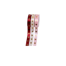 Gold-Foil Heart Satin Ribbon 2.5cm × 33Y