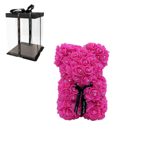 Rose Bear με Στρας Φούξια 25cm σε Κουτί Δώρου