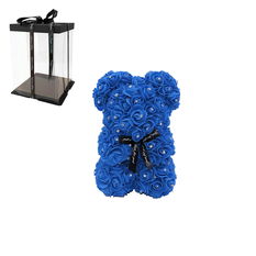 Rose Bear με Στρας Μπλε 25cm σε Κουτί Δώρου