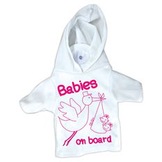 “Babies on Board” Suction Sign – Hoodie T-Shirt 17×15cm (Pink)