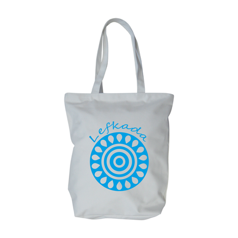 Fabric Tote Bag 37.5x35cm with Greek Pattern & Custom Location Print