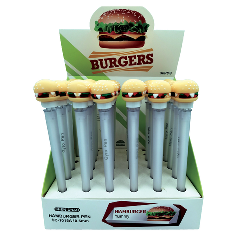 Burger Spinner Antistress Pen – Pack of 36