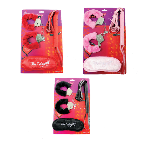 Set: Handcuffs + Whip + Mask – 3 colors