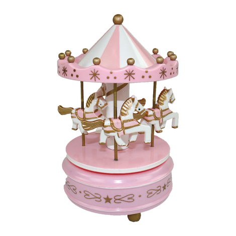 Wooden wind-up musical carousel 17cm