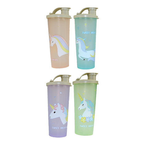 Plastic Unicorn Bottle with Spout Lid – 4 Colors, 450ml