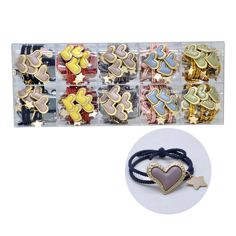 Heart Hair Tie – 5 Colors, Pack of 100