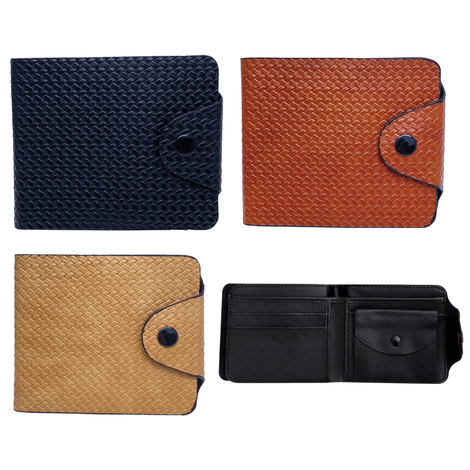 Men’s Wallet with Embossed Design – 3 Colors – 11.5x9.8cm