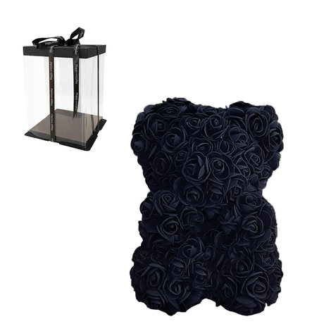 Rose Bear Black with Bow – 25cm – Gift Box