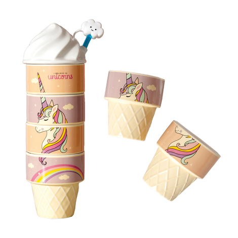Set of 4 Unicorn Mugs with Lid & Straw – 230ml