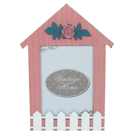 Wooden House-Shaped Photo Frame for 2 Photo Sizes
