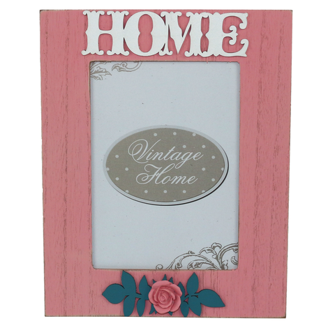 Wooden Photo Frame HOME in pink for 10x15cm or 13x18cm photos