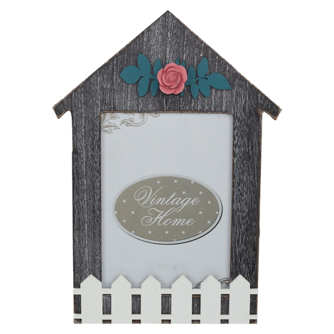 Wooden House-Shaped Photo Frame for 10x15cm / 13x18cm Photos