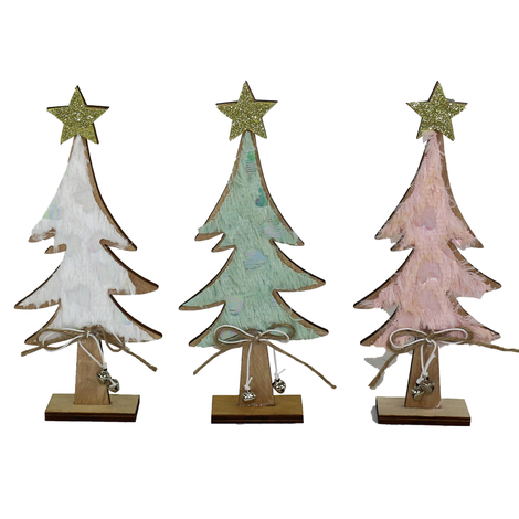 Wooden Christmas Decorative Tree in 3 Colors – 22 cm / 27 cm