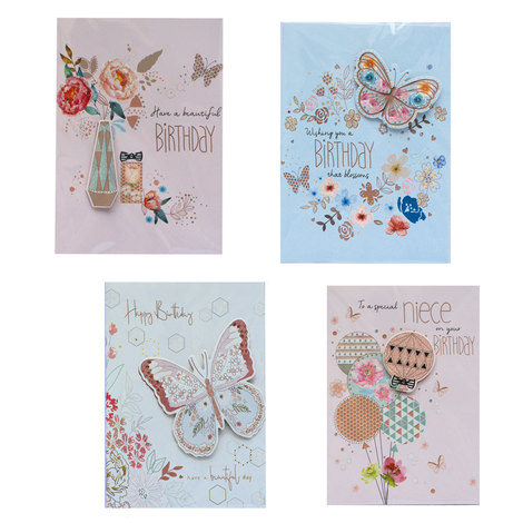 Birthday Cards with Envelope – 4 Designs (17x12cm) | Pack of 24