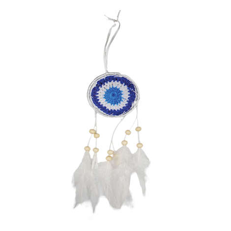 Dreamcatcher with White Feathers & Wooden Beads | Height 25cm