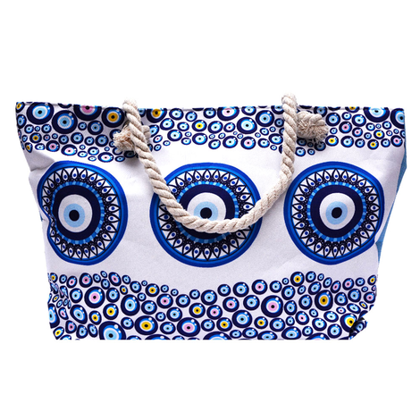 Beach Bag with Evil Eye Design