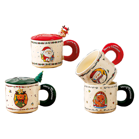 Christmas Mug with Lid & Spoon – 4 Designs, 400ml