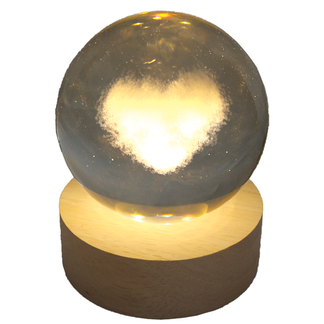 Glass Globe with Light and Engraving “Heart” – 8cm (Battery Operated)