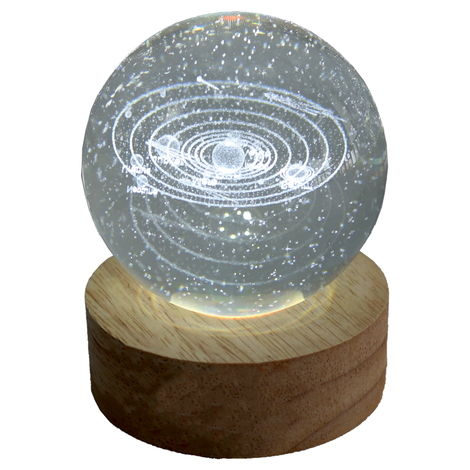 Glass Globe with Light and Engraving “Solar System” – 8cm (Battery Operated)