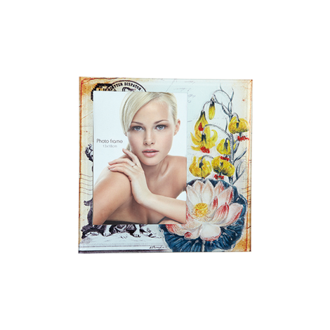 Glass Photo Frame – 10x15cm (Flower Design)